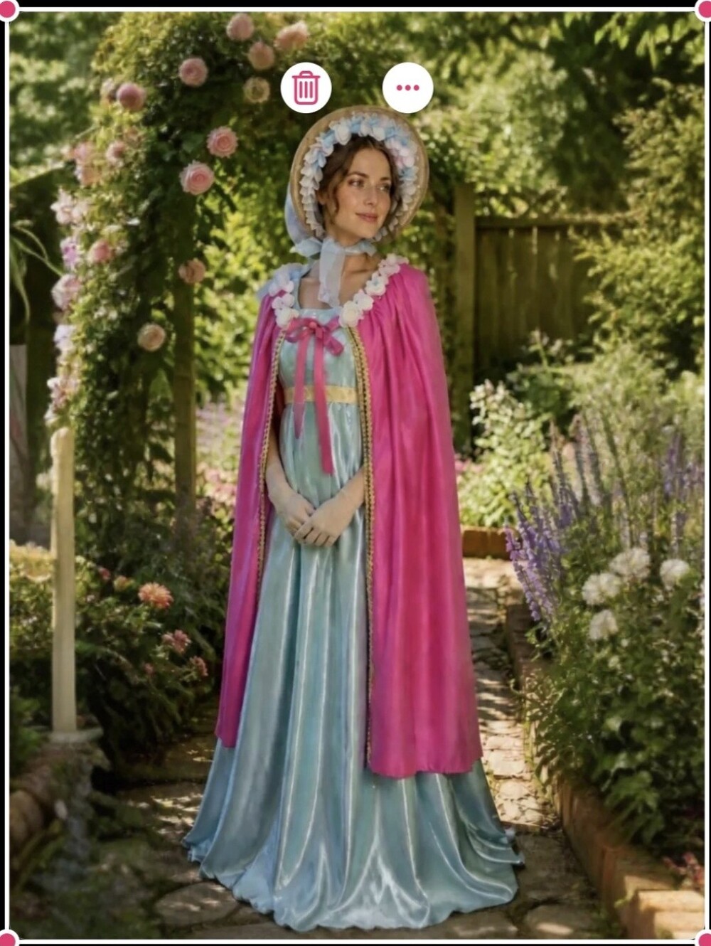Jane Austin Regency Gown Set Halloween Costume Empire Waist Dress / Cape Size M